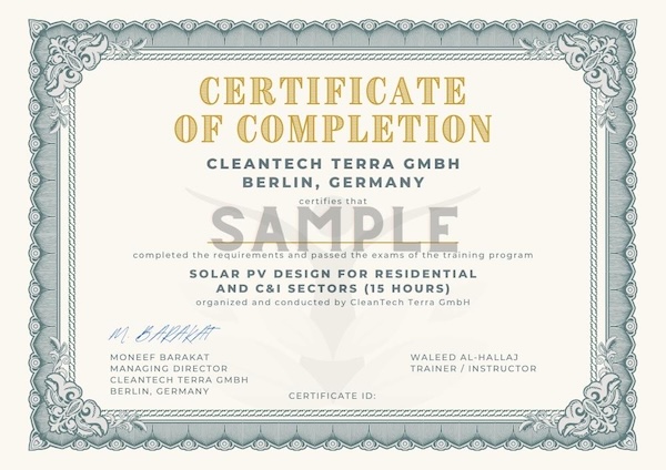 certificate solar design